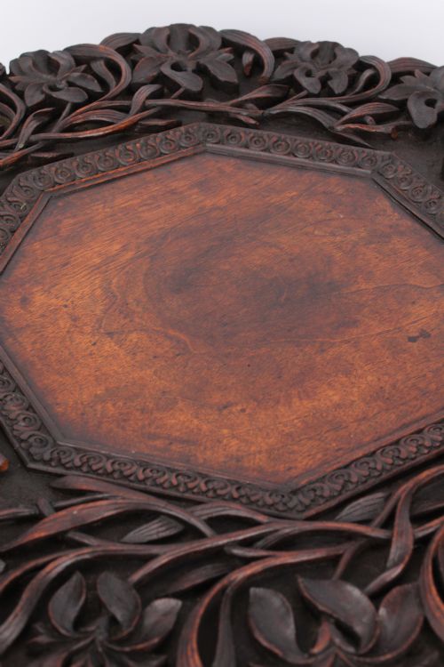 LARGE ANTIQUE ANGLOINDIAN FOLDING TEAK SIDE LAMP TABLE - ADDITIONAL PHOTO 11