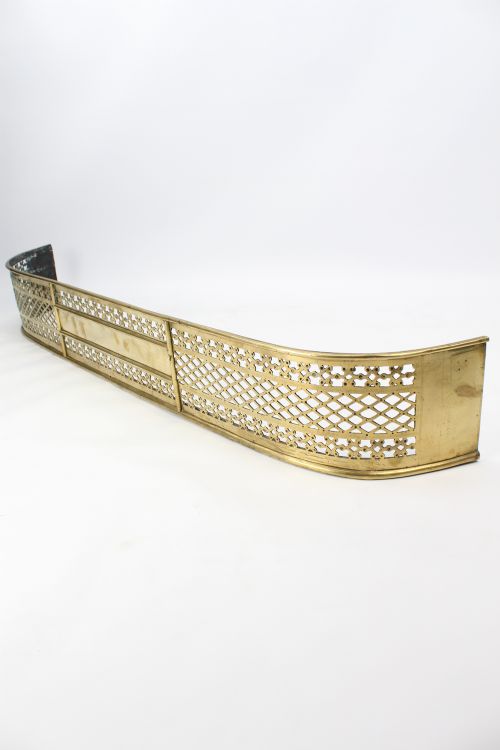 Long 4ft3 Georgian Pierced & Engraved Brass Fire Fender