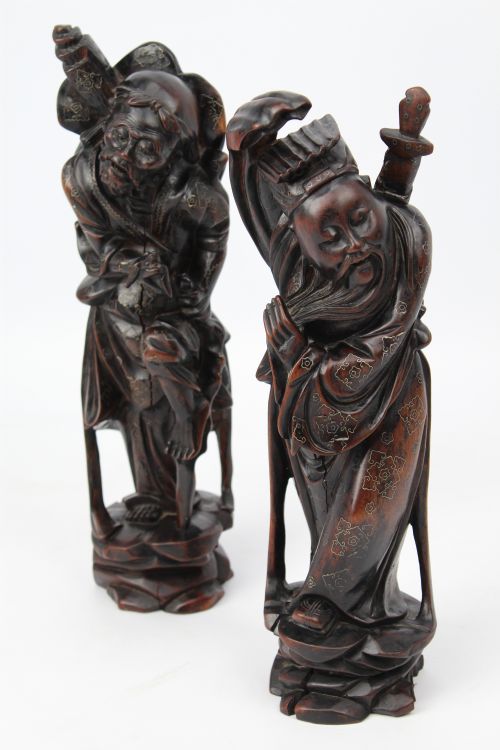 fig 1. Pair of Antique Inlaid Chinese Immortal Figures