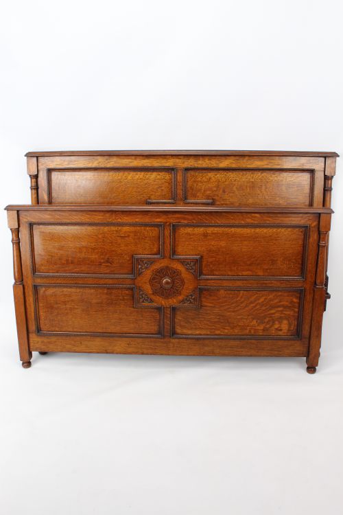 Antique Edwardian Oak Double Bed