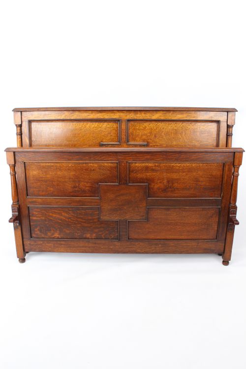 fig 2. Antique Edwardian Oak Double Bed