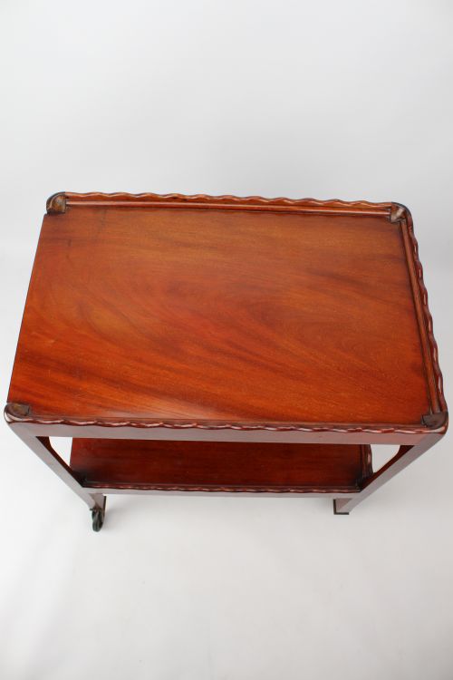 ANTIQUE MAHOGANY TWO TIER TROLLEY - ADDITIONAL PHOTO 4
