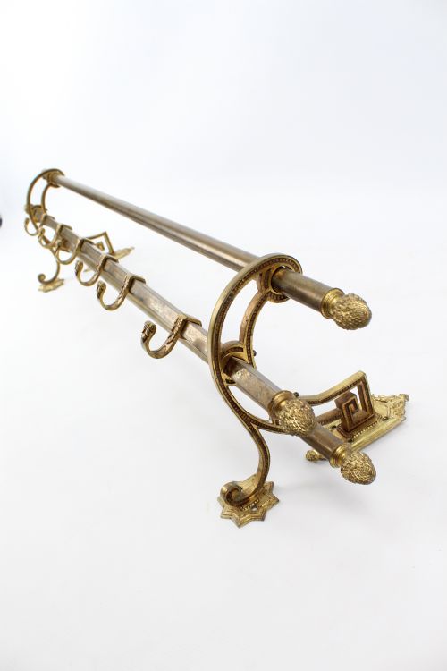 fig 1. Antique French Railway Brass Hat & Coat Rack Portmanteau
