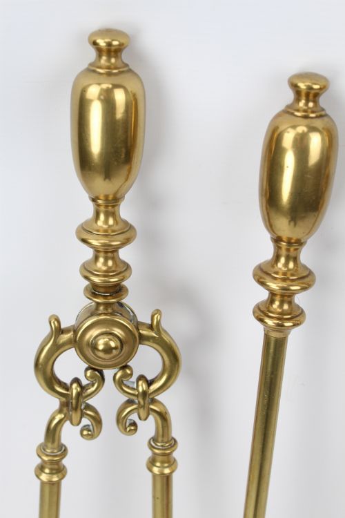 SET LARGE VICTORIAN BRASS FIRE TOOLS - ADDITIONAL PHOTO 3