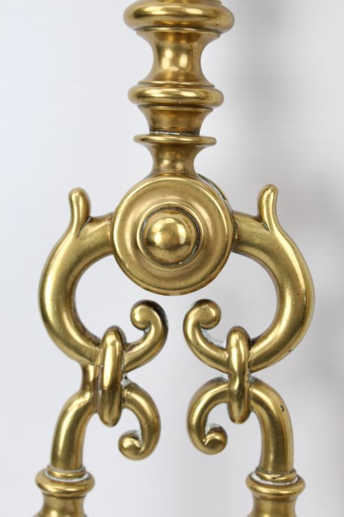 SET LARGE VICTORIAN BRASS FIRE TOOLS - ADDITIONAL PHOTO 4