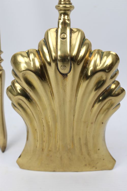 SET LARGE VICTORIAN BRASS FIRE TOOLS - ADDITIONAL PHOTO 8