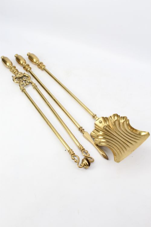 SET LARGE VICTORIAN BRASS FIRE TOOLS - ADDITIONAL PHOTO 12