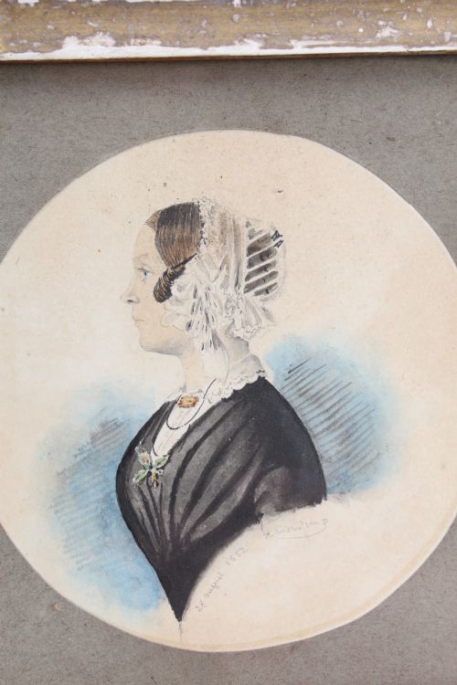 VICTORIAN MINIATURE WATERCOLOUR PORTRAIT 1852 SIGNED - ADDITIONAL PHOTO 2