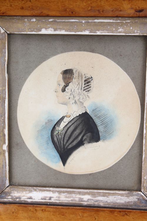 VICTORIAN MINIATURE WATERCOLOUR PORTRAIT 1852 SIGNED - ADDITIONAL PHOTO 3