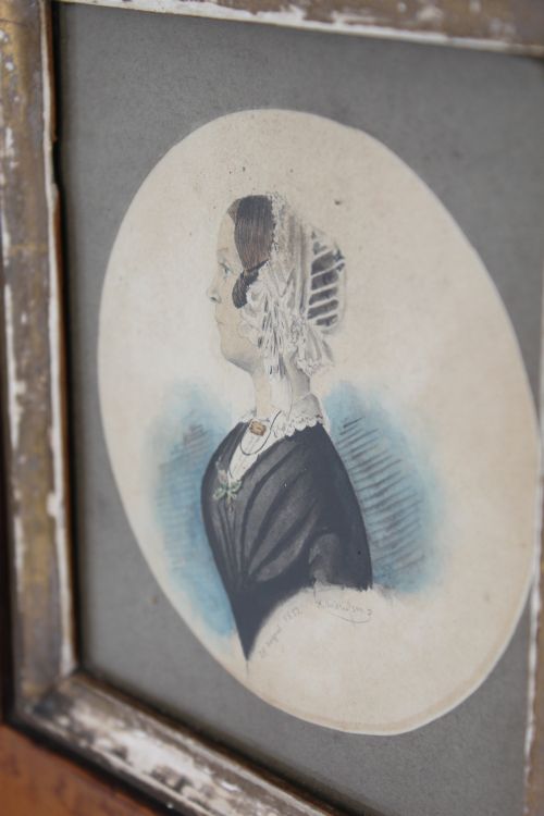 VICTORIAN MINIATURE WATERCOLOUR PORTRAIT 1852 SIGNED - ADDITIONAL PHOTO 8