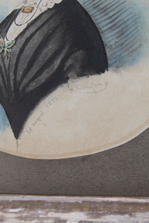 VICTORIAN MINIATURE WATERCOLOUR PORTRAIT 1852 SIGNED - ADDITIONAL PHOTO 9