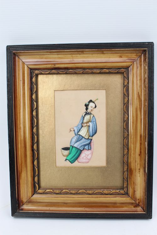 fig 1. Small Pair Antique Chinese Watercolours