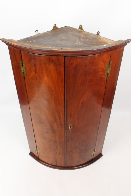 fig 1. Georgian Mahogany Bow Front Corner Cupboard