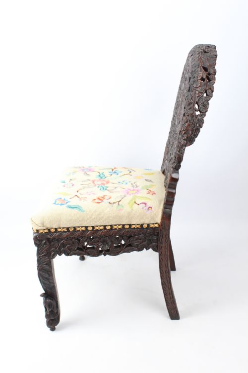 ANTIQUE BURMESE CARVED PADOUK CHAIR - ADDITIONAL PHOTO 1