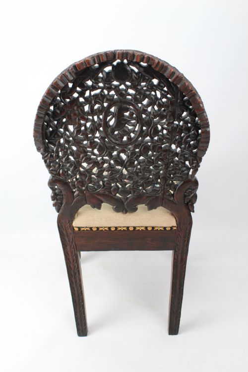 ANTIQUE BURMESE CARVED PADOUK CHAIR - ADDITIONAL PHOTO 3