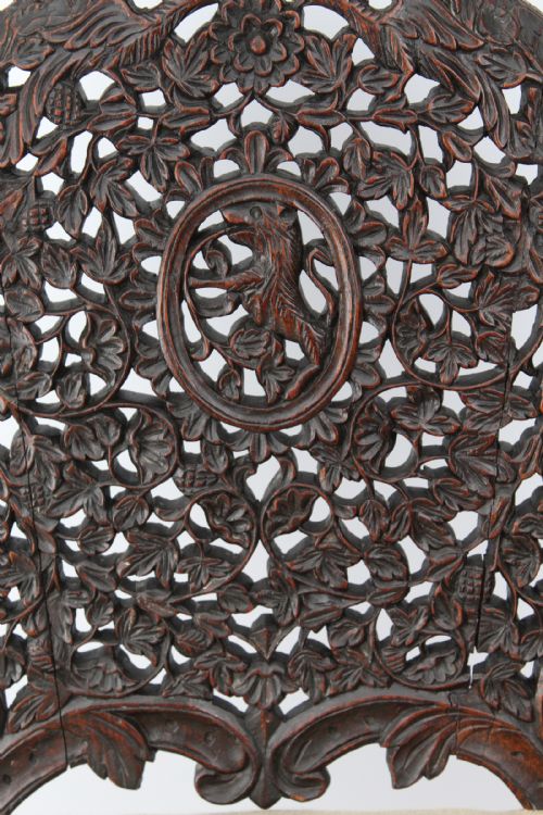 ANTIQUE BURMESE CARVED PADOUK CHAIR - ADDITIONAL PHOTO 5
