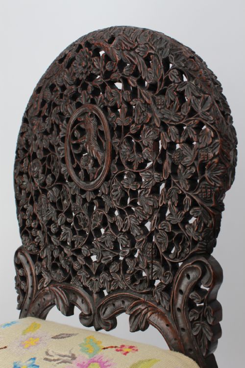 ANTIQUE BURMESE CARVED PADOUK CHAIR - ADDITIONAL PHOTO 6
