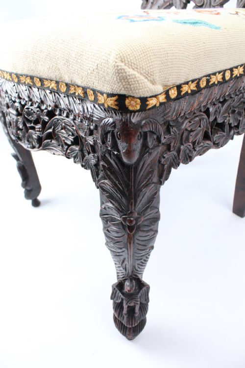 ANTIQUE BURMESE CARVED PADOUK CHAIR - ADDITIONAL PHOTO 9
