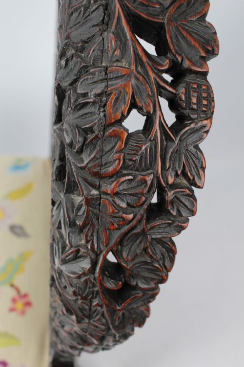 ANTIQUE BURMESE CARVED PADOUK CHAIR - ADDITIONAL PHOTO 10