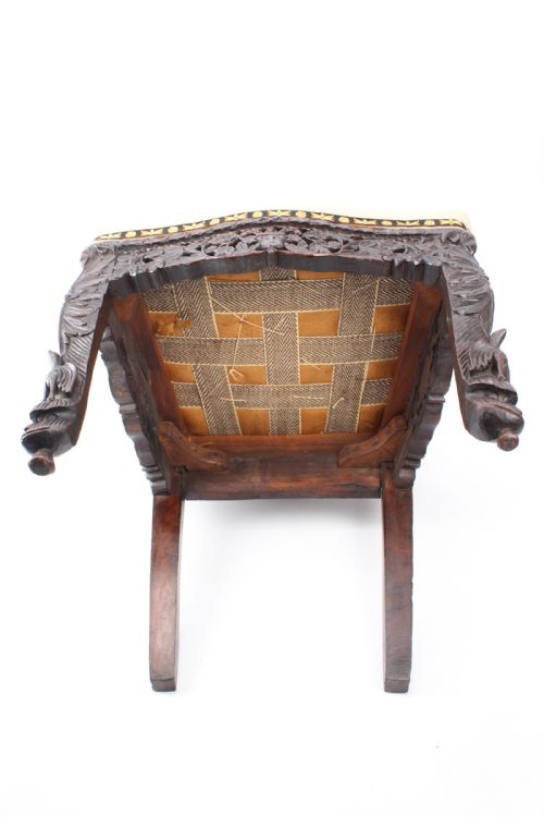 ANTIQUE BURMESE CARVED PADOUK CHAIR - ADDITIONAL PHOTO 11