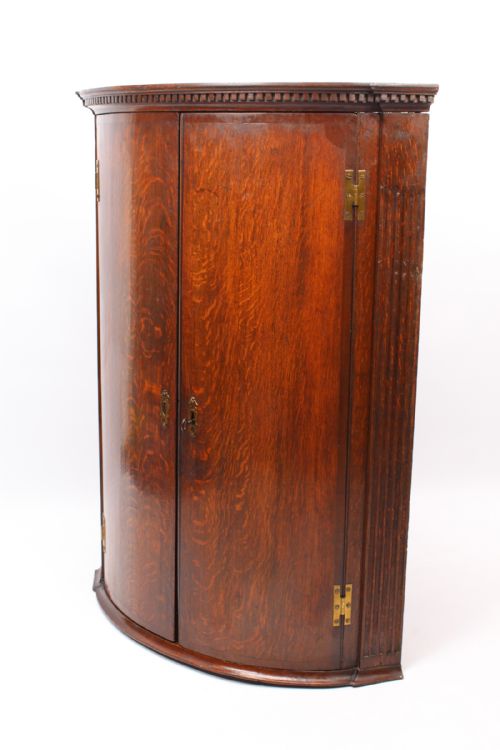 fig 1. Georgian Oak Bow Front Corner Cupboard