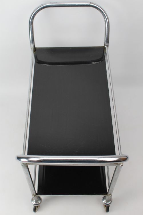 ART DECO CHROME BLACK GLASS TROLLEY - ADDITIONAL PHOTO 2