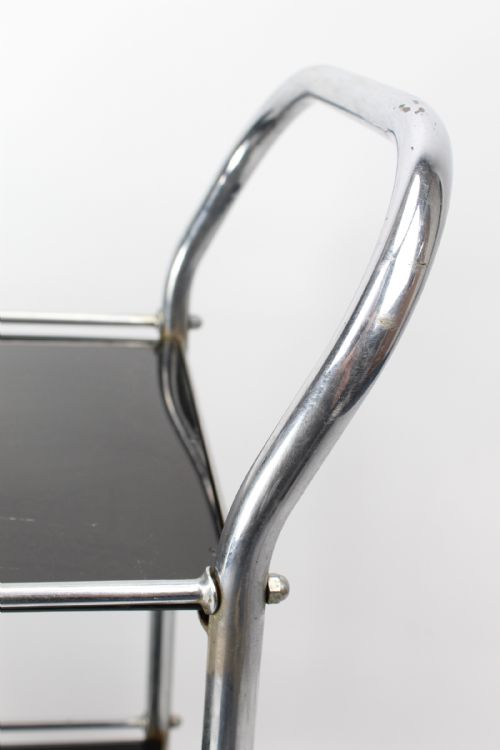 ART DECO CHROME BLACK GLASS TROLLEY - ADDITIONAL PHOTO 4