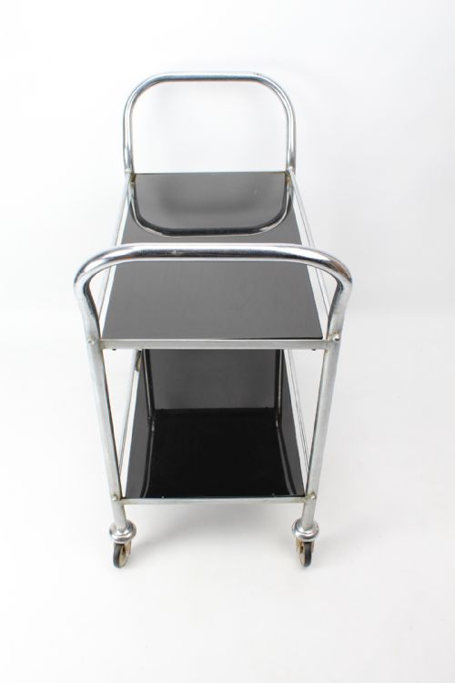 ART DECO CHROME BLACK GLASS TROLLEY - ADDITIONAL PHOTO 5