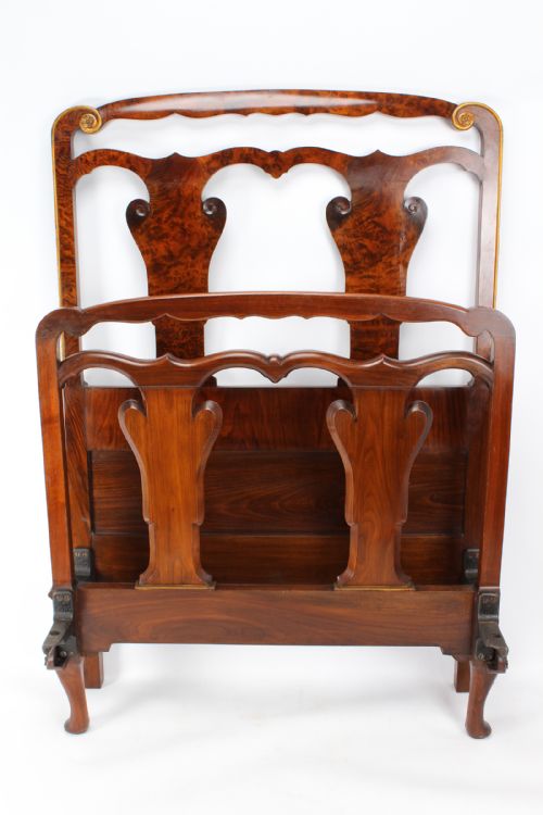 fig 1. Pair Edwardian Queen Anne Revival Walnut Single Beds