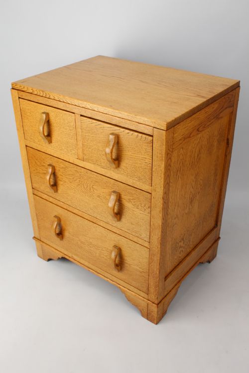 fig 1. Small Heals Style Art Deco Oak Chest of Drawers