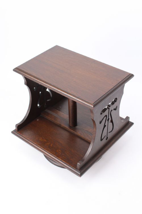 SMALL EDWARDIAN ARTS CRAFTS OAK TABLE TOP REVOLVING BOOKCASE - ADDITIONAL PHOTO 4