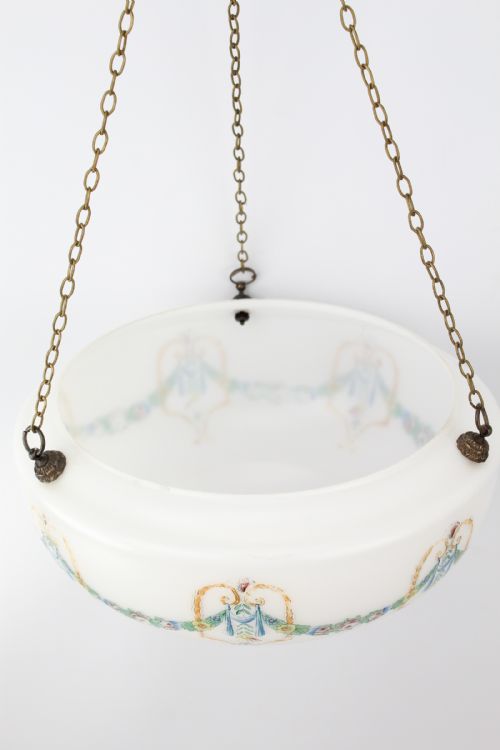 NEOCLASSICAL PAINTED GLASS PLAFONNIER LIGHT SHADE - ADDITIONAL PHOTO 1