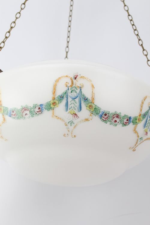 NEOCLASSICAL PAINTED GLASS PLAFONNIER LIGHT SHADE - ADDITIONAL PHOTO 3