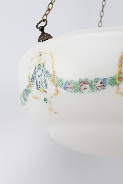 NEOCLASSICAL PAINTED GLASS PLAFONNIER LIGHT SHADE - ADDITIONAL PHOTO 4