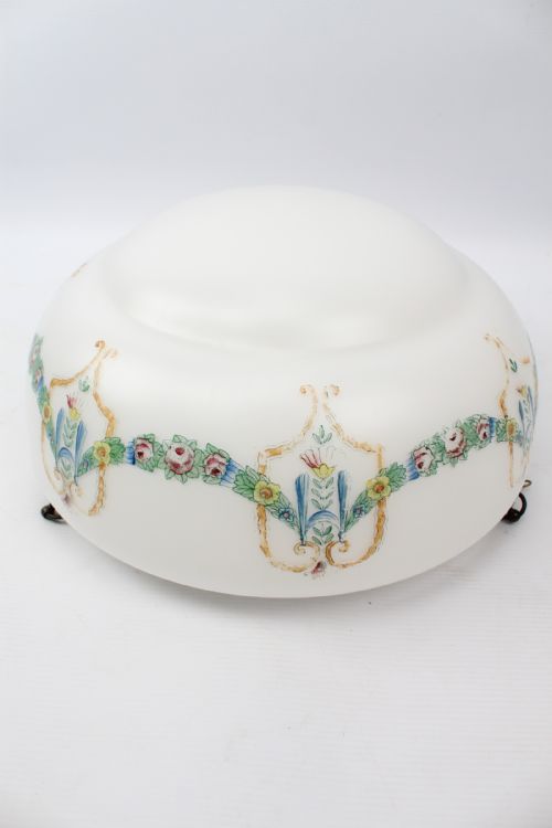 NEOCLASSICAL PAINTED GLASS PLAFONNIER LIGHT SHADE - ADDITIONAL PHOTO 8