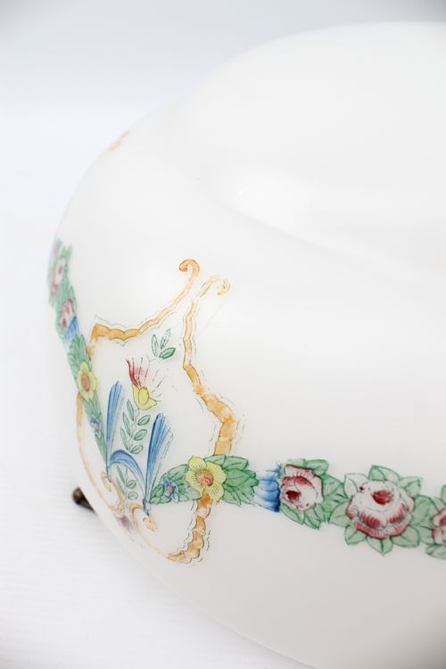 NEOCLASSICAL PAINTED GLASS PLAFONNIER LIGHT SHADE - ADDITIONAL PHOTO 9