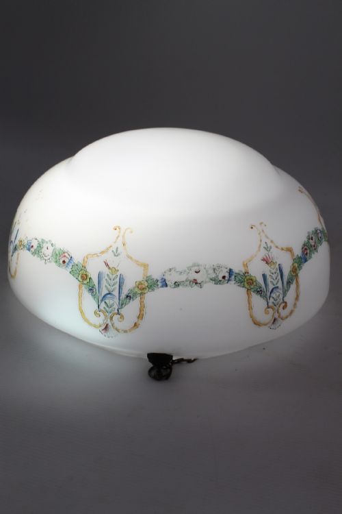NEOCLASSICAL PAINTED GLASS PLAFONNIER LIGHT SHADE - ADDITIONAL PHOTO 10