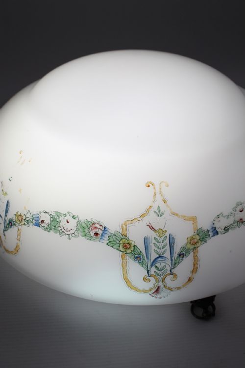 NEOCLASSICAL PAINTED GLASS PLAFONNIER LIGHT SHADE - ADDITIONAL PHOTO 11