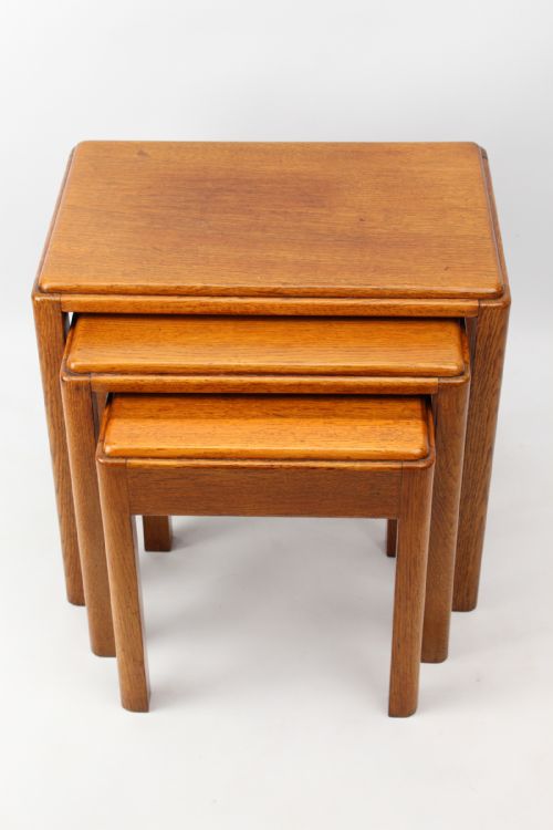 fig 1. Small Art Deco Nest of 3 Oak Tables