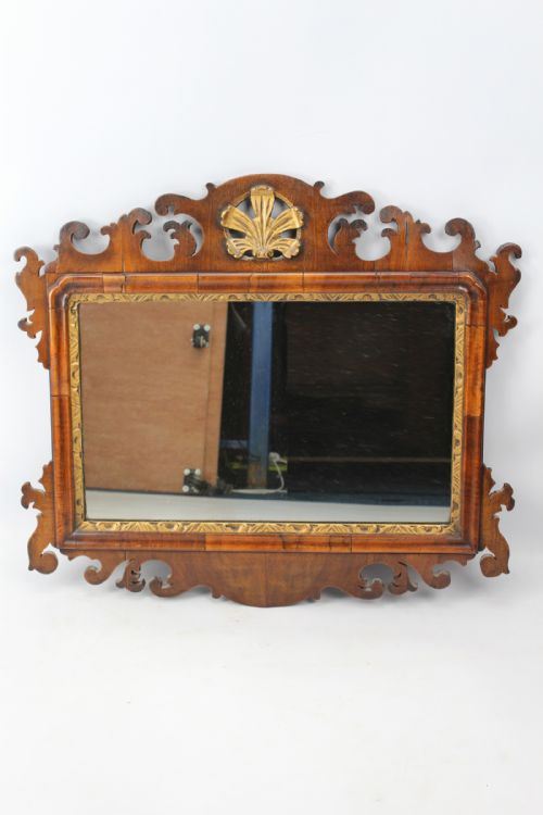 GEORGE II WALNUT CHIPPENDALE FRETWORK MIRROR - ADDITIONAL PHOTO 1