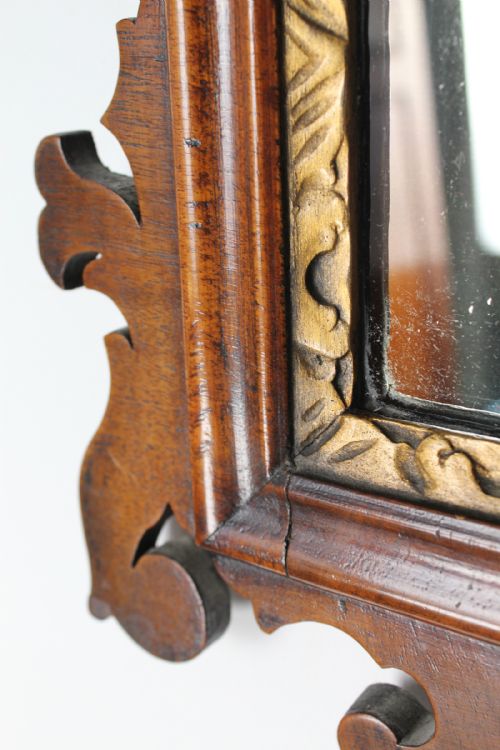 GEORGE II WALNUT CHIPPENDALE FRETWORK MIRROR - ADDITIONAL PHOTO 6