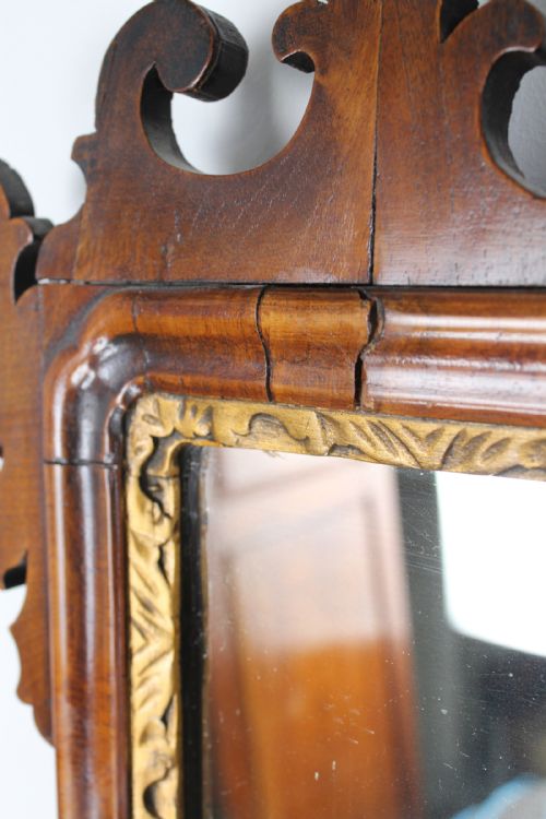 GEORGE II WALNUT CHIPPENDALE FRETWORK MIRROR - ADDITIONAL PHOTO 7
