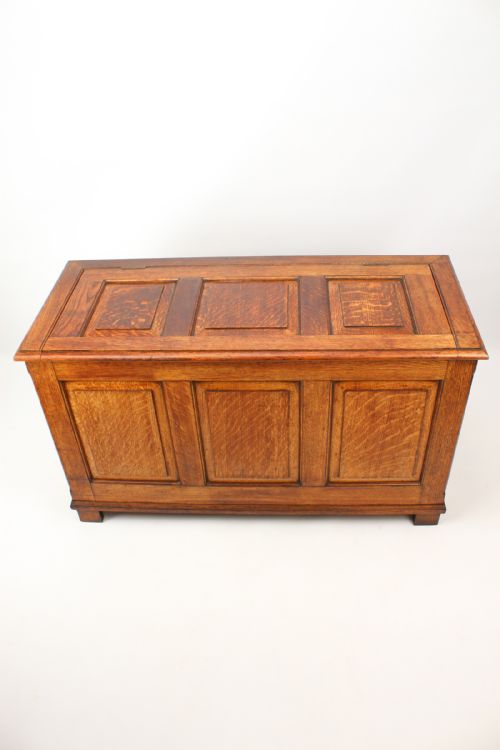 fig 1. Edwardian Solid Oak Panelled Coffer