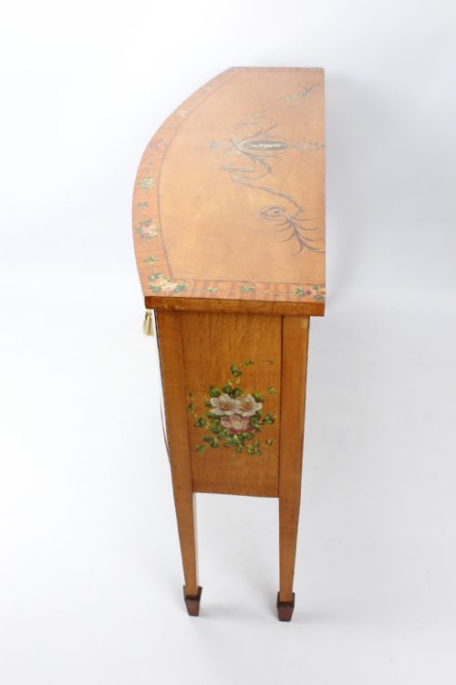 VICTORIAN PAINTED SATINWOOD BOW FRONT SIDE CABINET - ADDITIONAL PHOTO 1