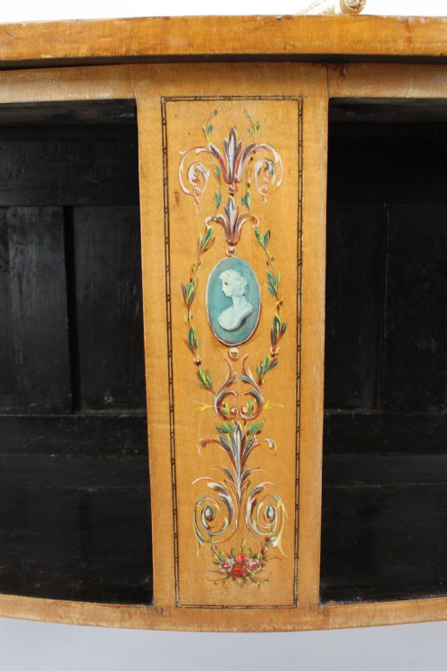 VICTORIAN PAINTED SATINWOOD BOW FRONT SIDE CABINET - ADDITIONAL PHOTO 6