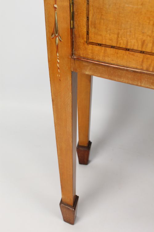 VICTORIAN PAINTED SATINWOOD BOW FRONT SIDE CABINET - ADDITIONAL PHOTO 10