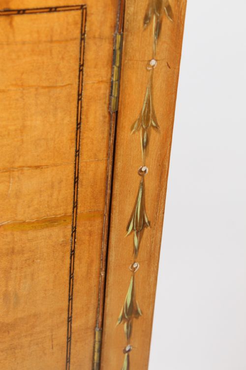 VICTORIAN PAINTED SATINWOOD BOW FRONT SIDE CABINET - ADDITIONAL PHOTO 12