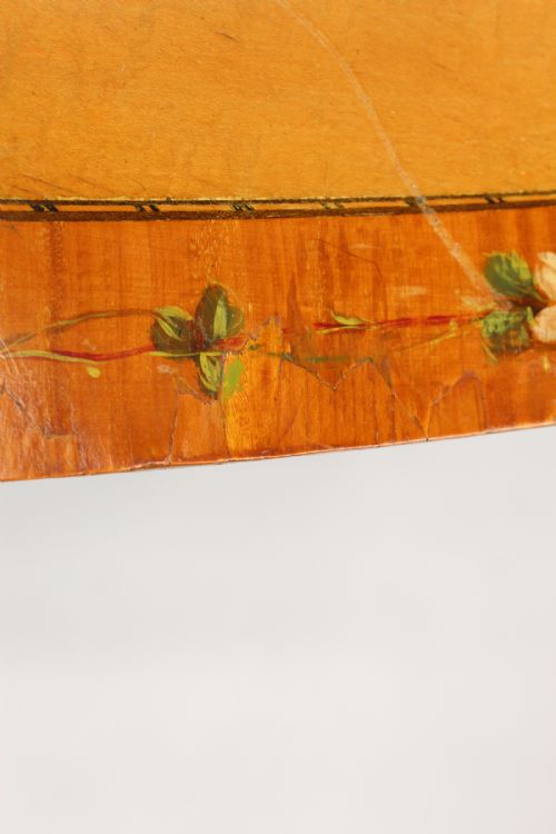 VICTORIAN PAINTED SATINWOOD BOW FRONT SIDE CABINET - ADDITIONAL PHOTO 14