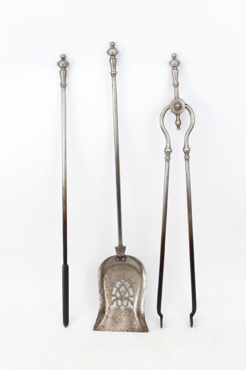 Set Antique Georgian Steel Fire Tools