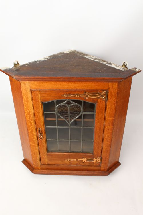 VICTORIAN ARTS CRAFTS OAK CORNER CUPBOARD - ADDITIONAL PHOTO 3